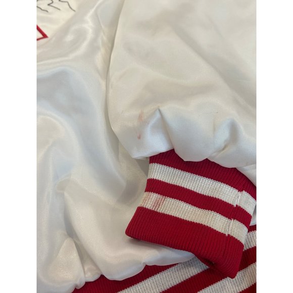 Vintage 1990’s After Shock Liquor White Satin Bomber Jacket West Ark Men’s XL - Picture 10 of 11